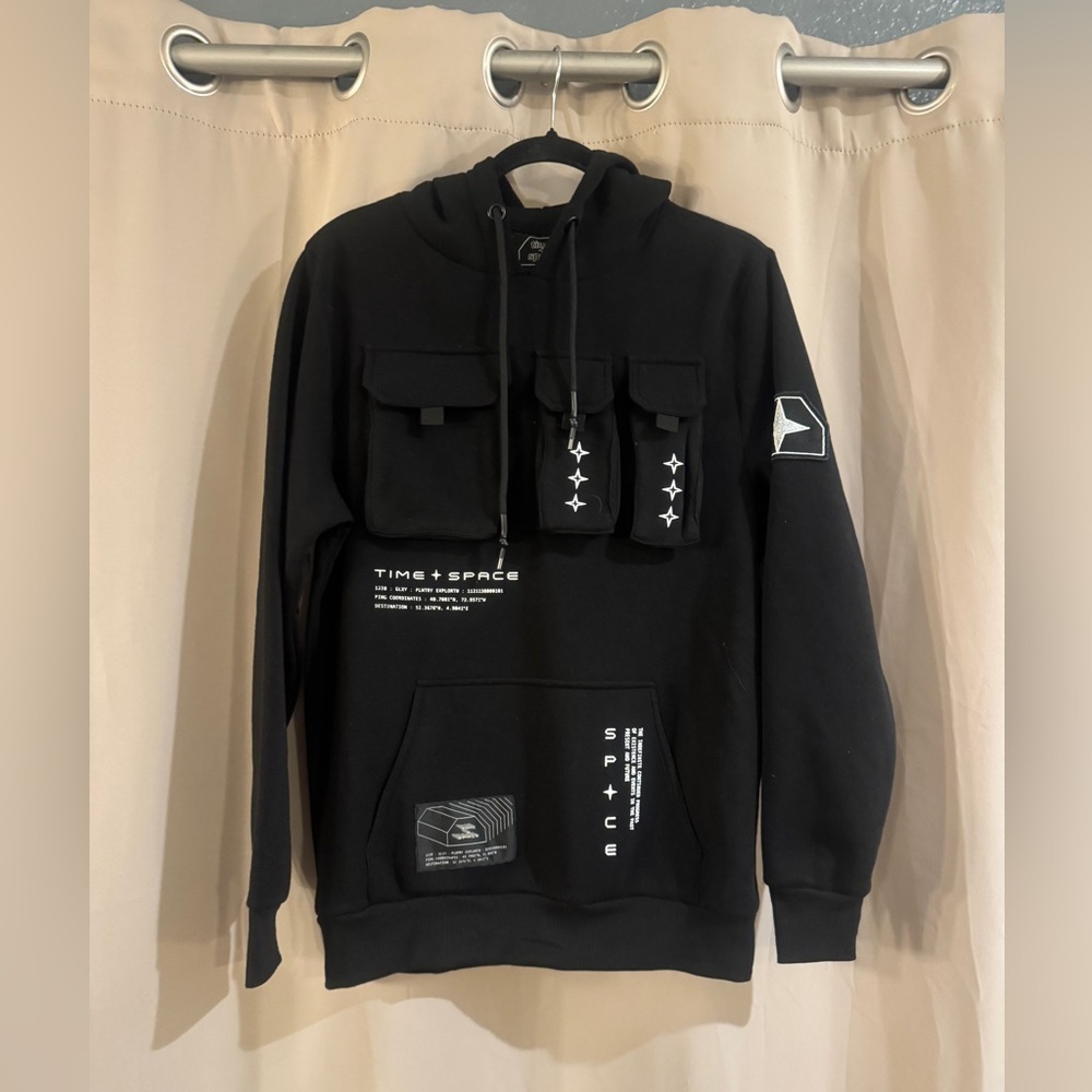 NWT Time & Space Black Graphic Hoodie